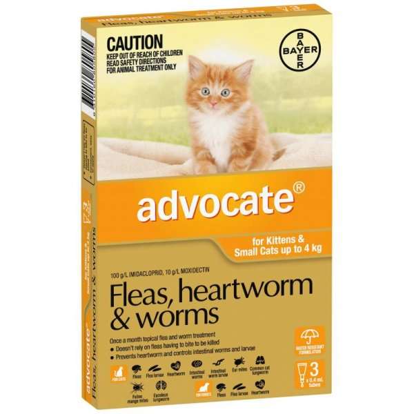 Advocate – Kittens/Cats – Fleas, Heartworm & Worms – 6 Tubes