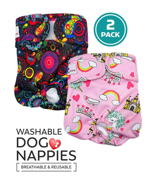 Loving Pets Washable Nappies Pink/Purple 2Pk