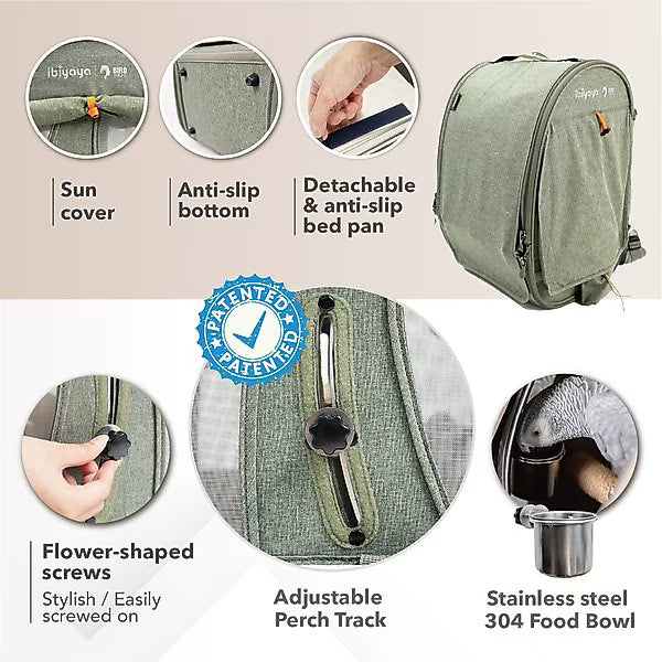 Ibiyaya Medium Trackpack For Birds - Jungle Green