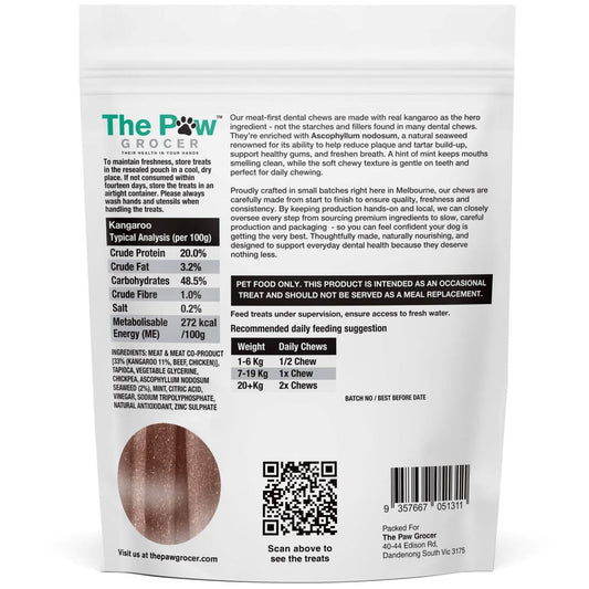 THE PAW GROCER KANGAROO DENTAL CHEW 7 UNITS