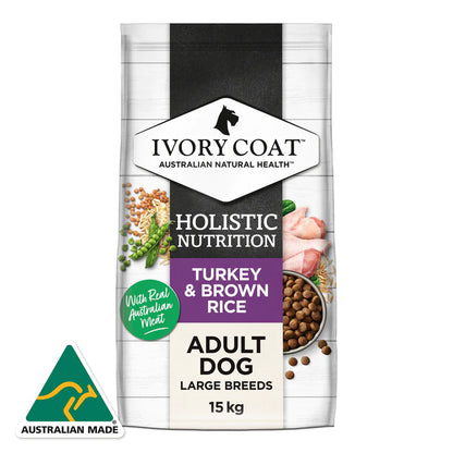 Ivory Coat – Dog - Adult Large Breed – Turkey & Brown Rice