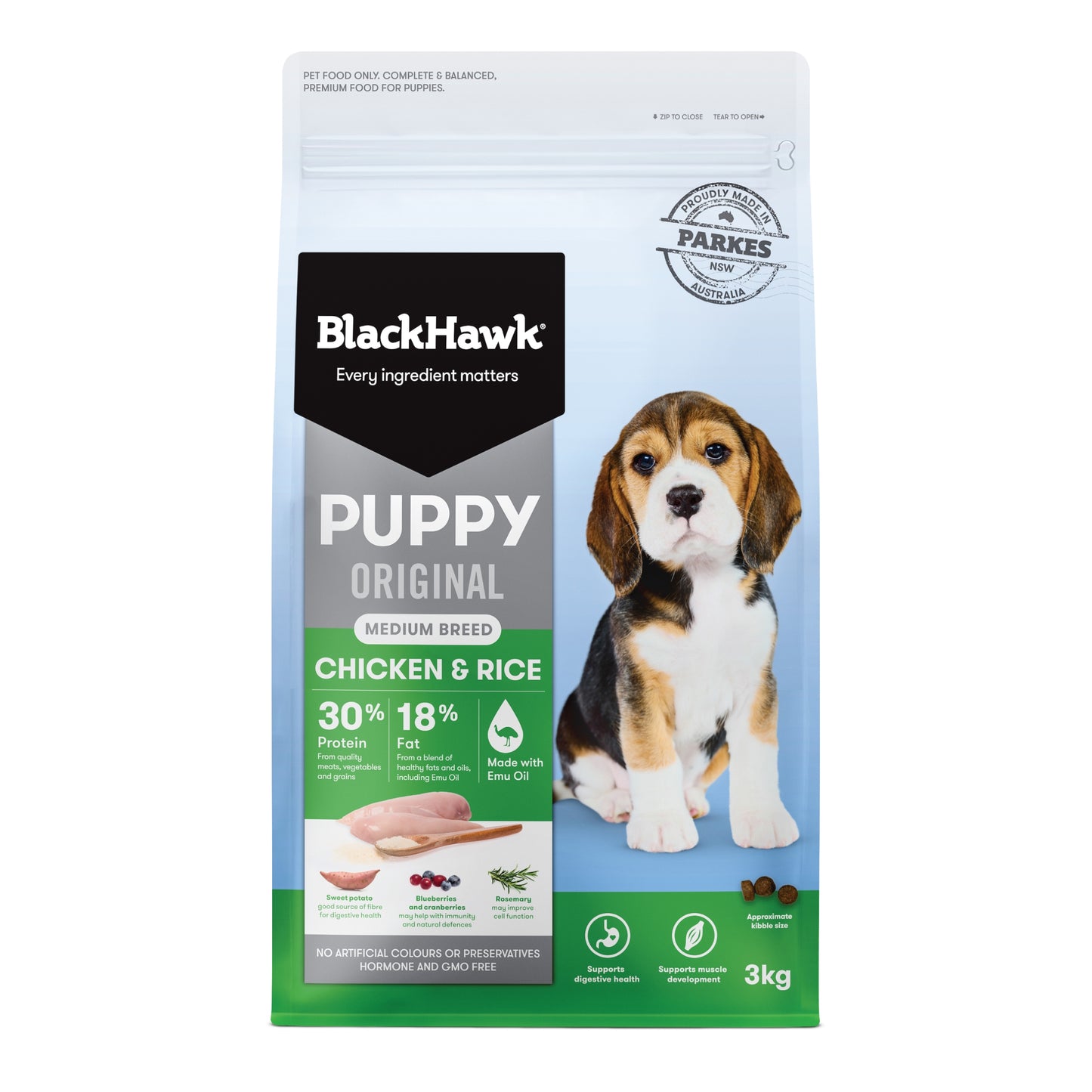 Black Hawk – Puppy – Medium Breed – Chicken & Rice