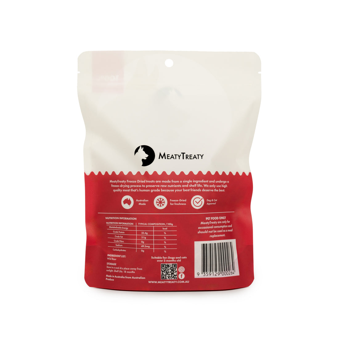 Meaty Treaty Freeze Dried Wild Boar 70G
