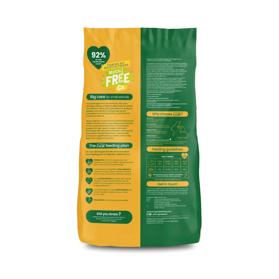 Burgess Excel Adult Rabbit Nuggets Oregano 1.5Kg