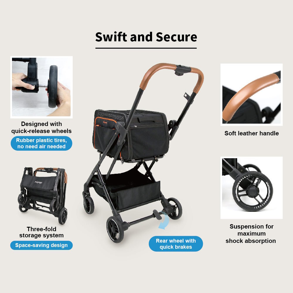 Ibiyaya JetPaw:3-in-1 Pet Stroller with Removable Airline-Approved Carrier