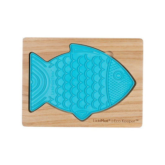 Lickimat  Wooden Eco Slow Feeder Keeper - For Fish Shaped Lick Mats
