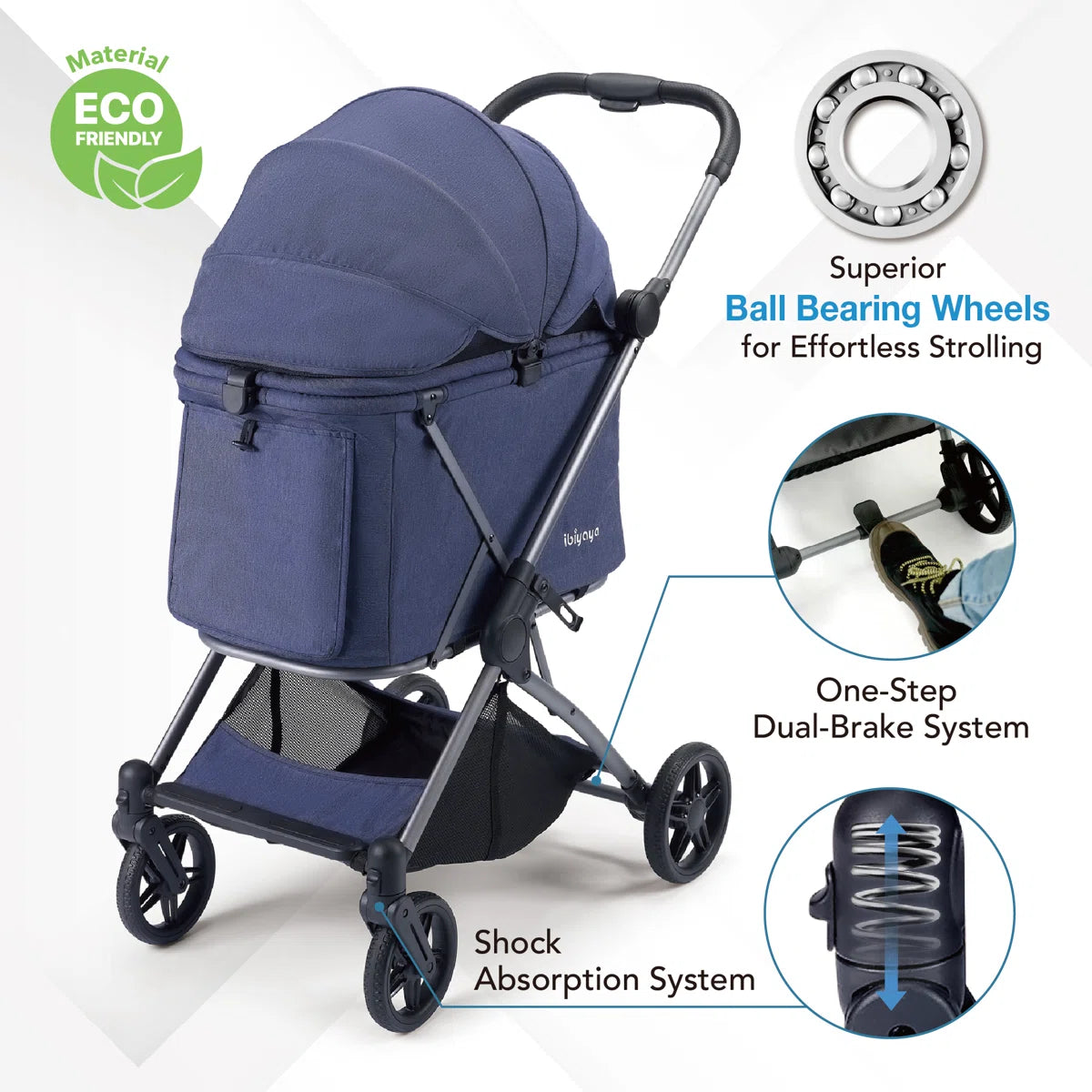 Ibiyaya Maxi Deep Carriage Pet Stroller - Royal Blue