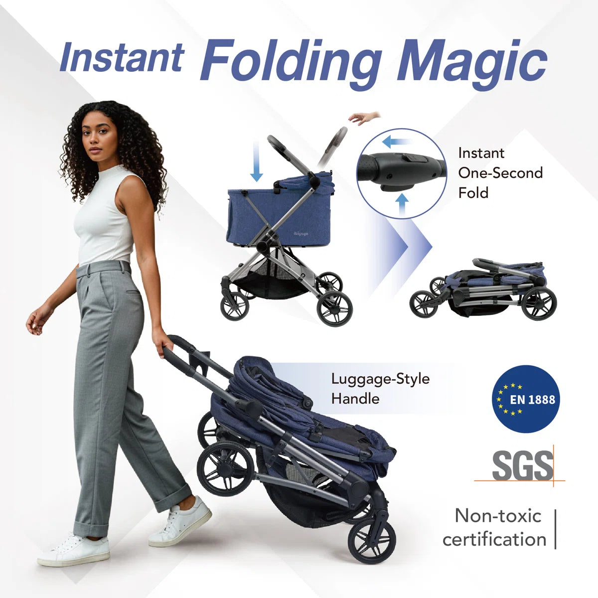 Ibiyaya Maxi Deep Carriage Pet Stroller - Royal Blue