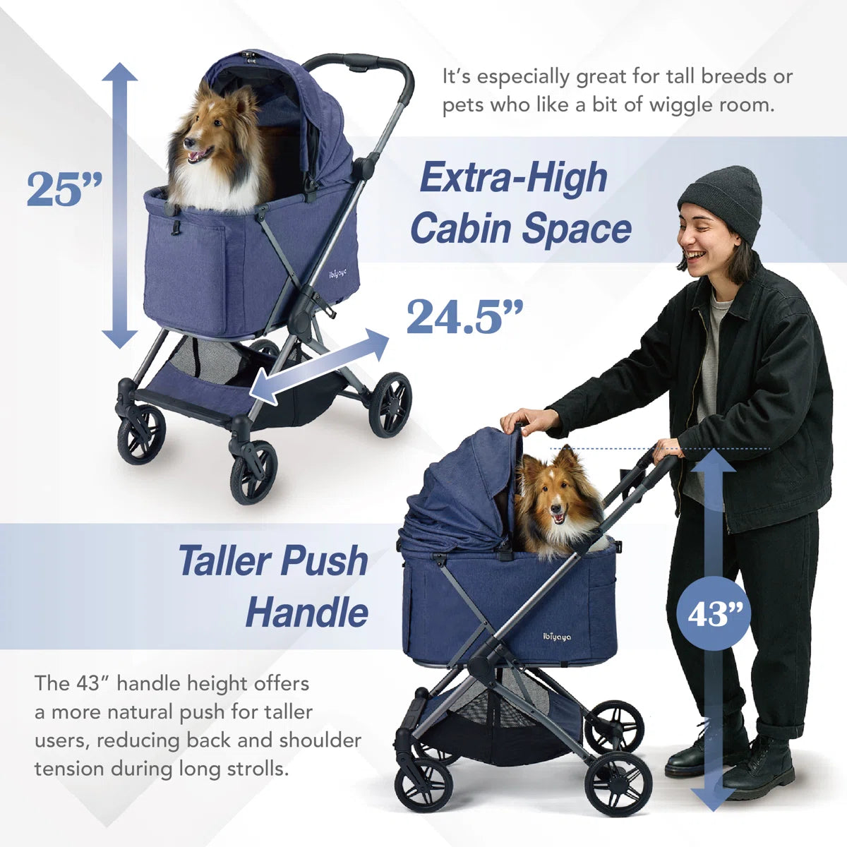 Ibiyaya Maxi Deep Carriage Pet Stroller - Royal Blue