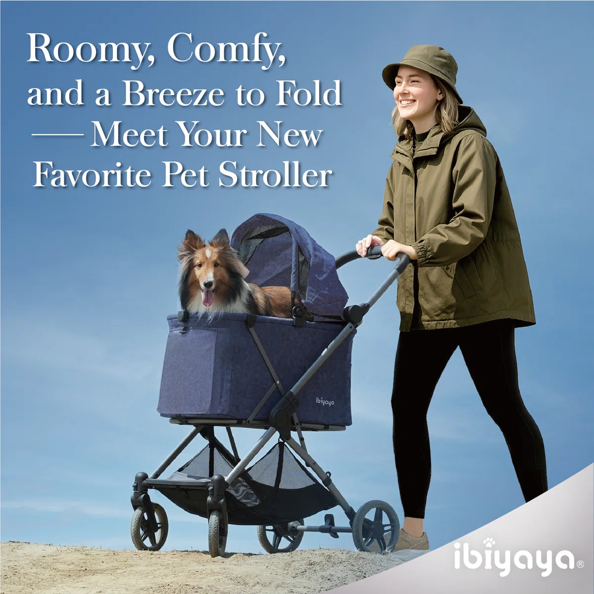 Ibiyaya Maxi Deep Carriage Pet Stroller - Royal Blue