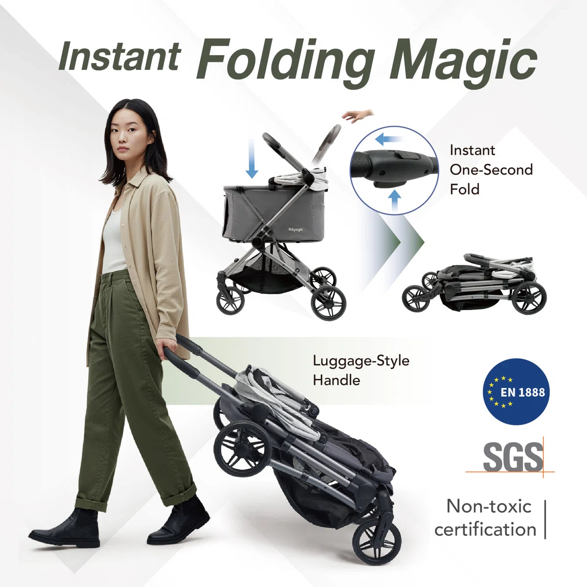 Ibiyaya Maxi Deep Carriage Pet Stroller - Grey