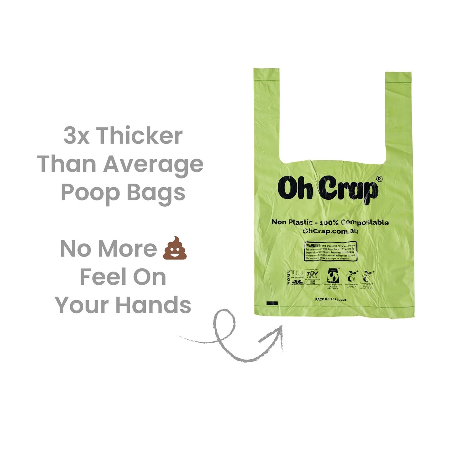 Oh Crap Compostable Dog Poop Bags with Handles - Roll of 200 Bags