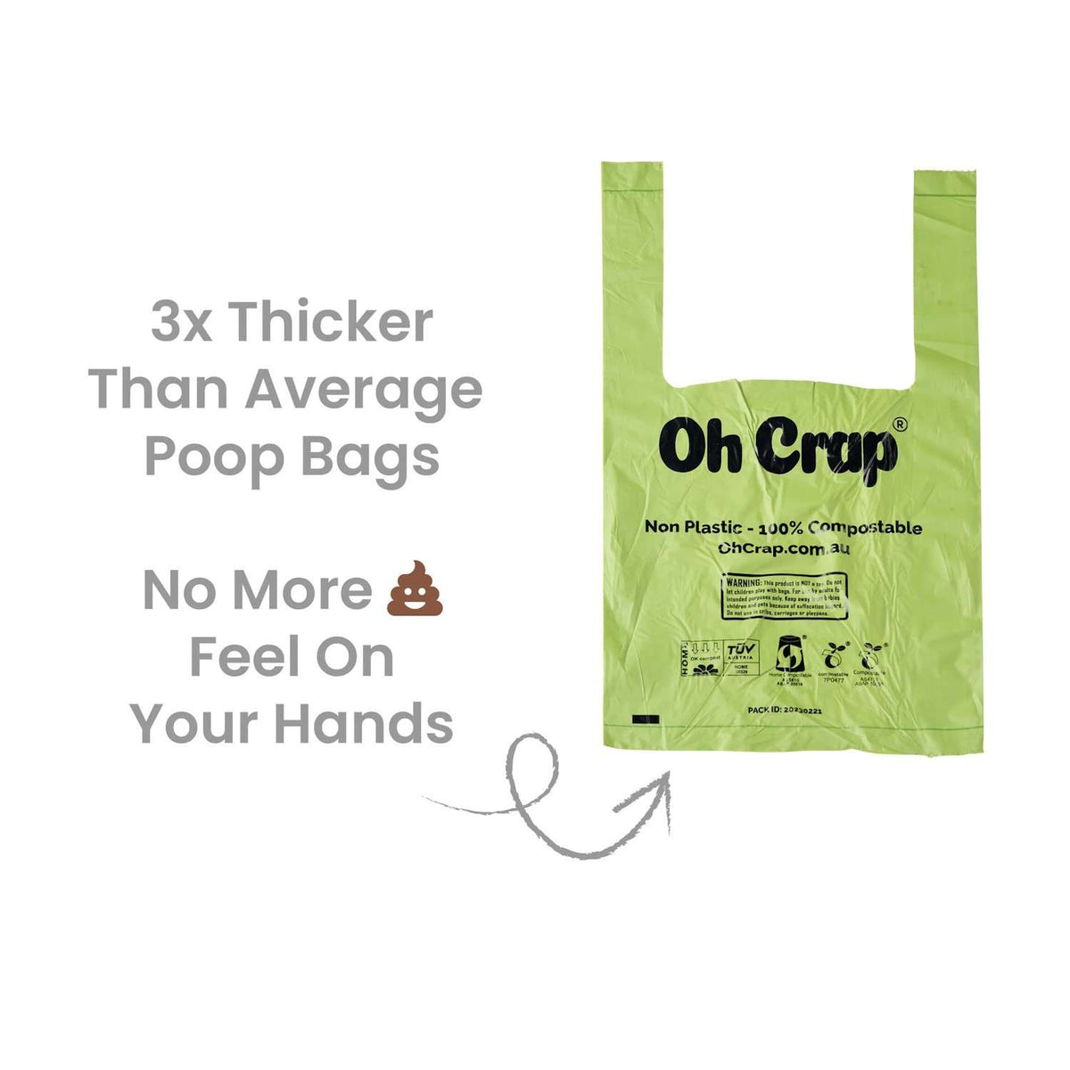 Oh Crap Compostable Dog Poop Bags with Handles - Roll of 200 Bags