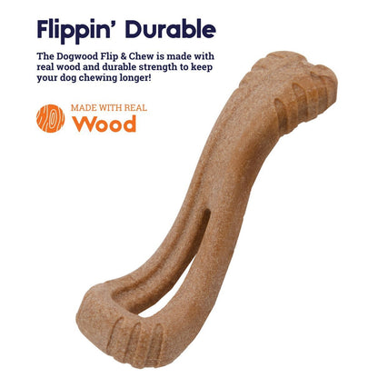 Petstages Dogwood Flip & Chew Real Wood Textured Dog Bone - Medium