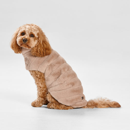 Snooza Wear – Cut Fur Fabric Coat – Taupe