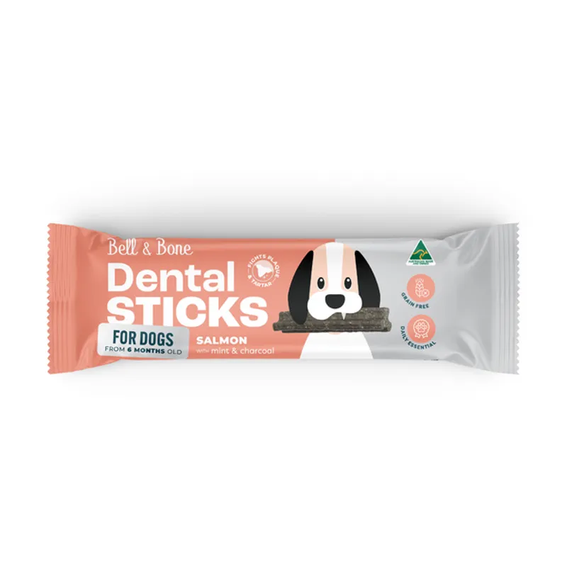 Bell & Bone Dog Dental Sticks Salmon Mint Charcoal 44Pk