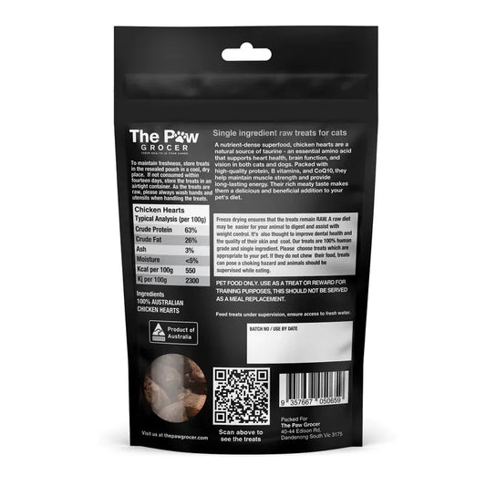 The Paw Grocer Black Label Freeze Dried Chicken Hearts Cats 50G