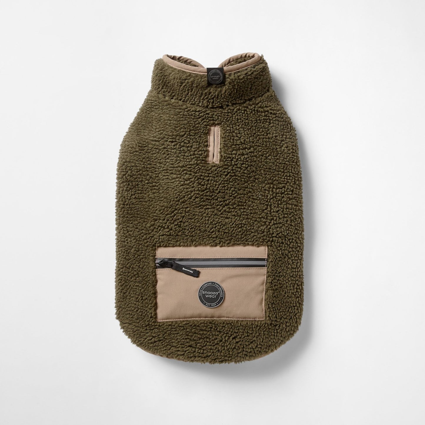 Snooza Wear – Teddy Pocket Coat – Khaki/Fawn