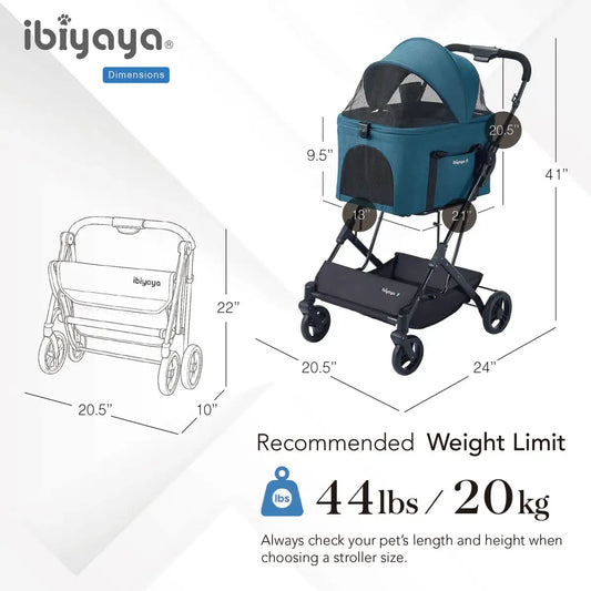 Ibiyaya Travois Tri-Fold Pet Travel System Xl - Blue