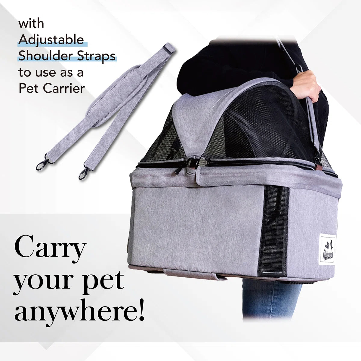 Ibiyaya Travois Tri-Fold Pet Travel System Xl - Grey