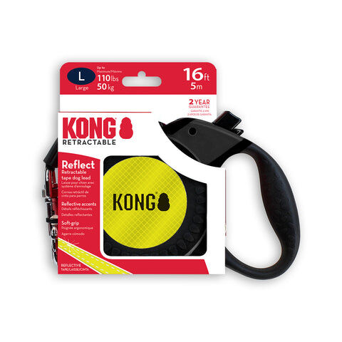 Kong Reflect Retractable Leash Large or Medium Black