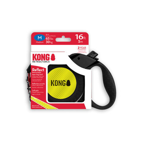 Kong Reflect Retractable Leash Large or Medium Black