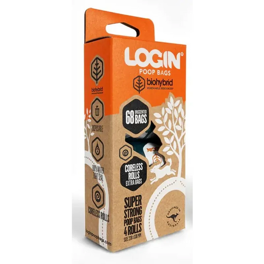 Login Biohybrid Poo Bag 4 Rolls (68 Bags) or Bag 8 Rolls (136 Bags)