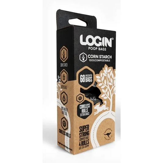 Login Compostable Poo Bag 4 Rolls (68 Bags) or Bag 8 Rolls (136 Bags)