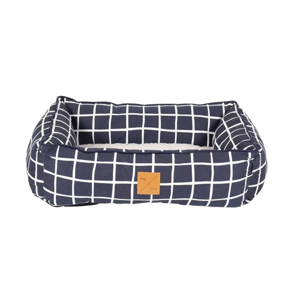 Mog & Bone Bolster Dog Bed Navy Chk Small
