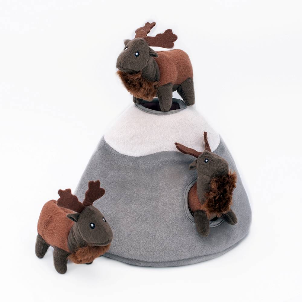 Zippy Paws Zippy Burrow Interactive Dog Toy - Elk Mountain + 3 Deers