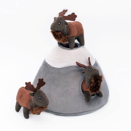 Zippy Paws Zippy Burrow Interactive Dog Toy - Elk Mountain + 3 Deers