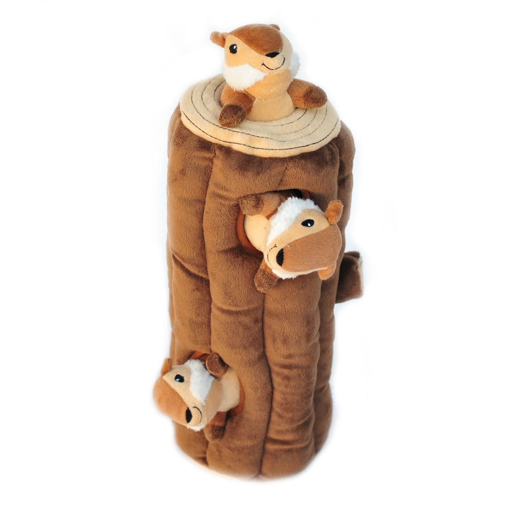 Zippy Paws Interactive Burrow Dog Toy - 3 Chipmunks in a Log