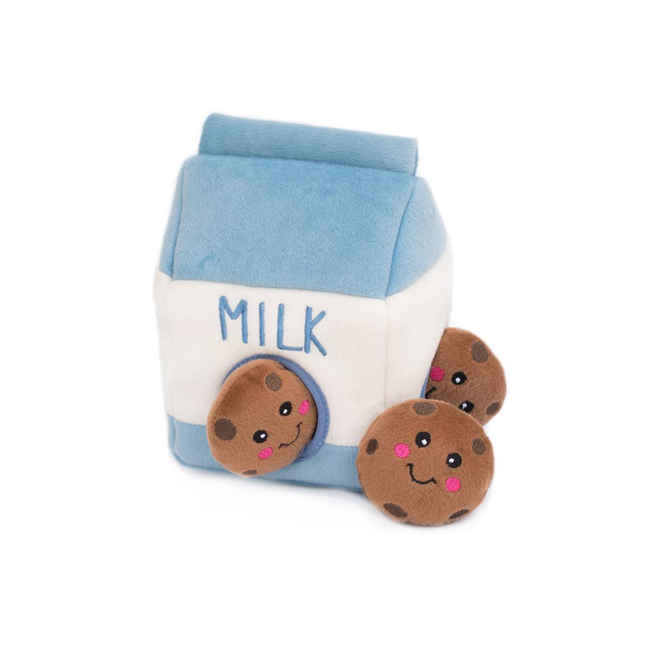 Zippy Paws Interactive Burrow Plush Dog Toy - Milk and Cookies