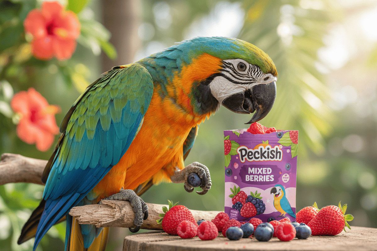 bird with Peckish – Large Parrot Treats – Mixed Berries