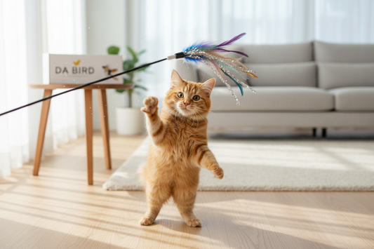 Da Bird Short Sparkle Kitty Duster Wand Cat Teaser Toy