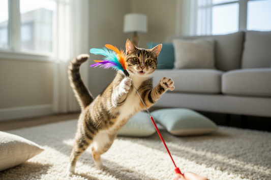 Go Cat Feather Cat Teaser Toy - Short Wild Thing Cat Wand Toy