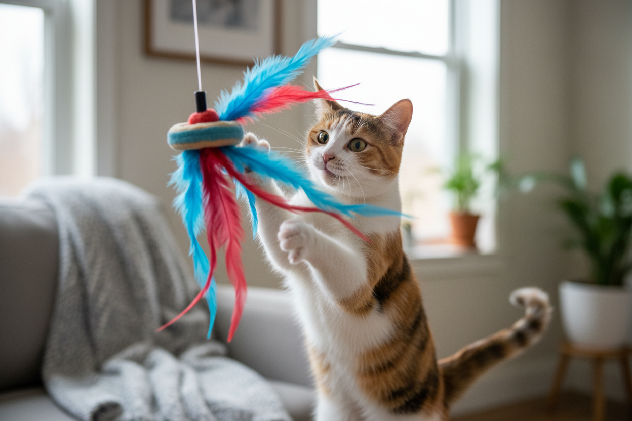 Go Cat Feather Pong Bat Around Plush Feathery Cat Toy