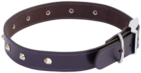 Beau Pets – Deluxe Studded Leather Collar – Purple