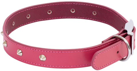 Beau Pets – Deluxe Studded Leather Collar – Pink