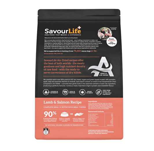 SavourLife – Adult Dog – Air Dried Lamb & Salmon Recipe