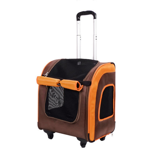 Liso Backpack Parallel Transport Pet Trolley- Orange/Brown by Ibiyaya