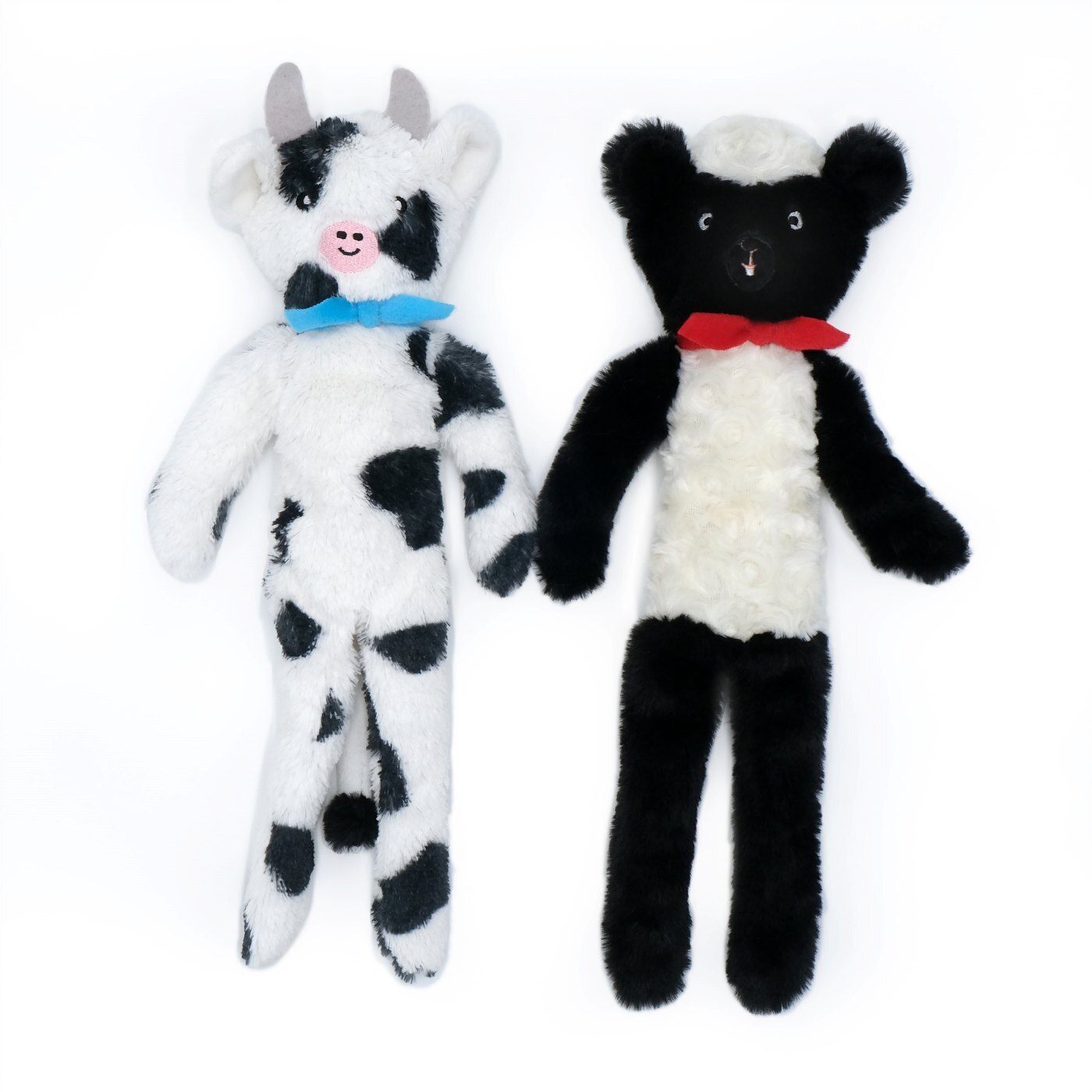 Zippy Paws Fluffy Peltz Plush Squeaker Dog Toy - Sheep & Cow 2-Pack