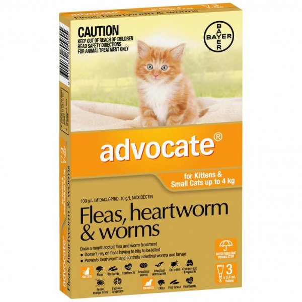Advocate – Kittens/Cats – Fleas, Heartworm & Worms – 6 Tubes