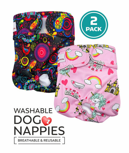 Loving Pets Washable Nappies Pink/Purple 2Pk