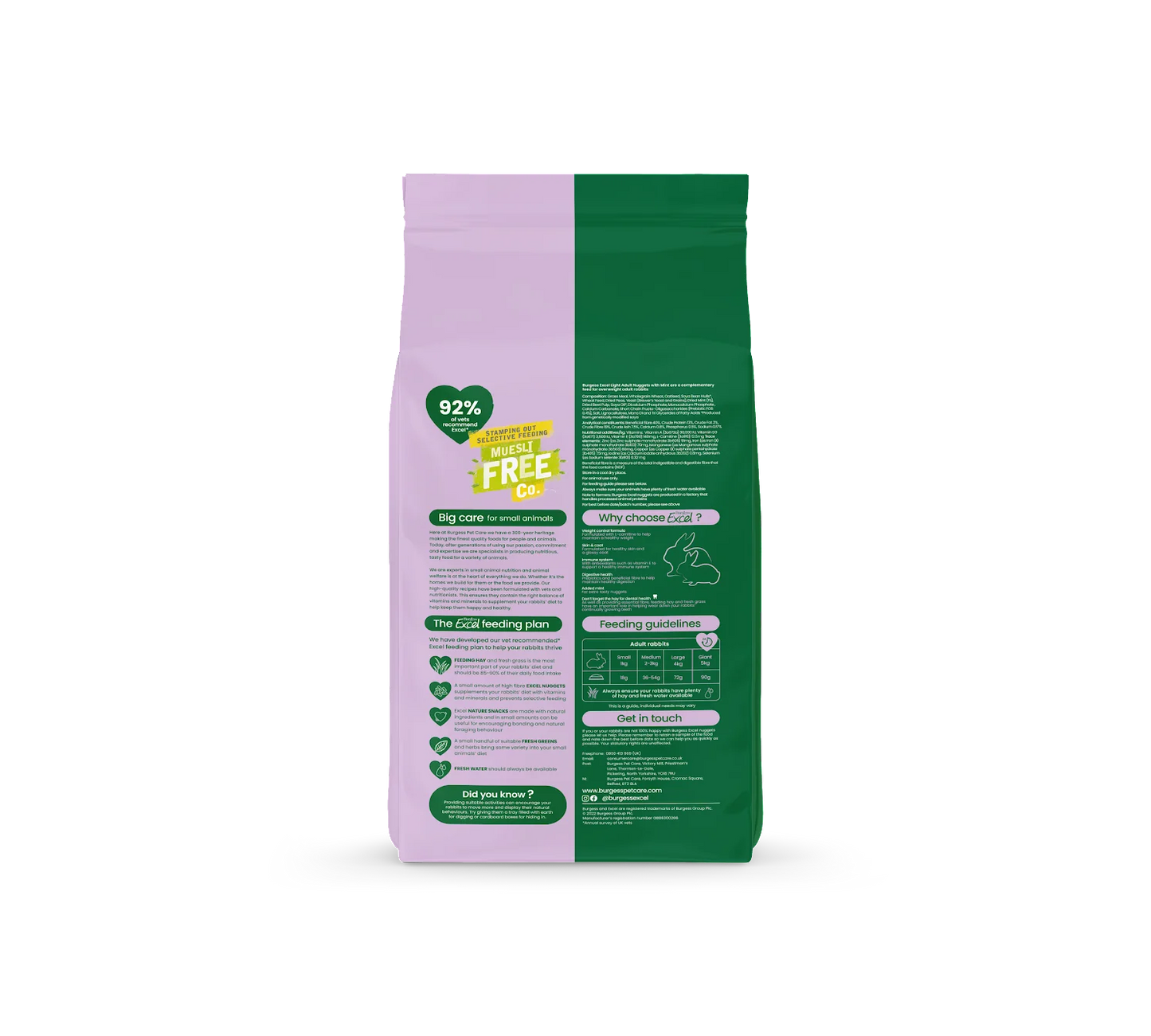 Burgess Excel Light Rabbit Nuggets Mint 1.5Kg