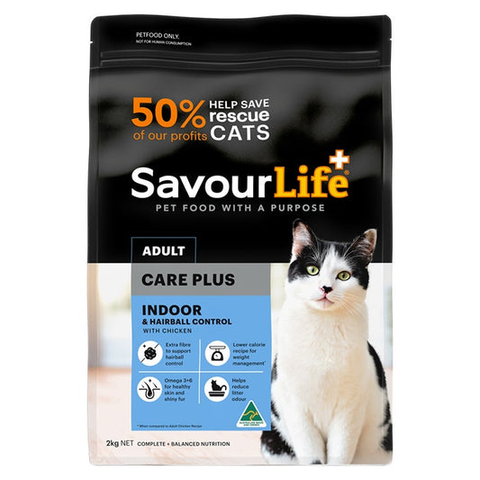 Savourlife Indoor & Hairball Control Care Plus Chicken Adult Cat Dry Food