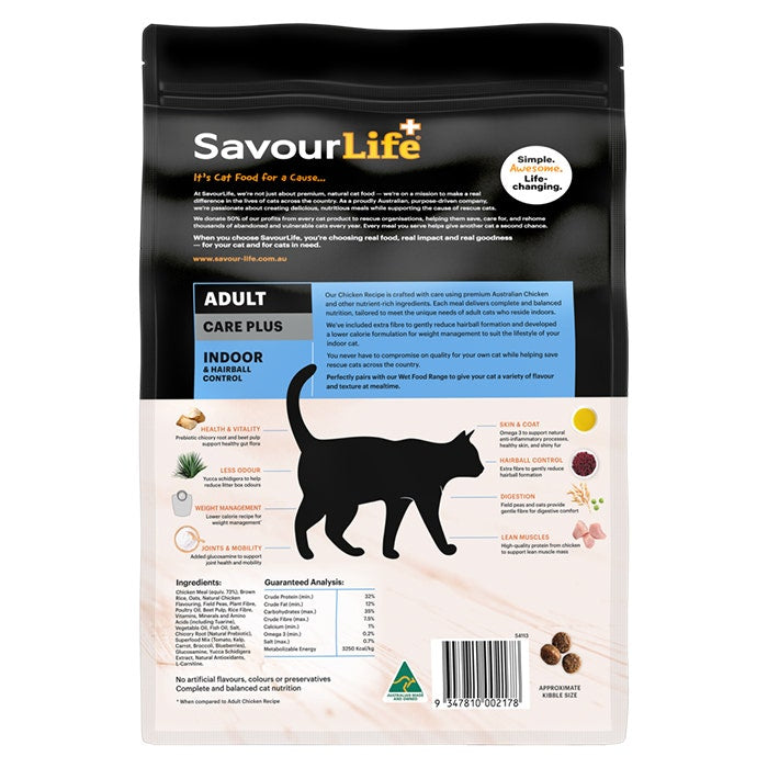 Savourlife Indoor & Hairball Control Care Plus Chicken Adult Cat Dry Food