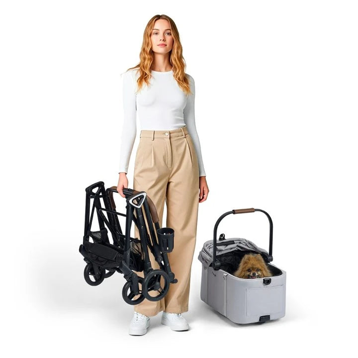 Ibiyaya Tinker Small Detach Pet Stroller Silver Grey