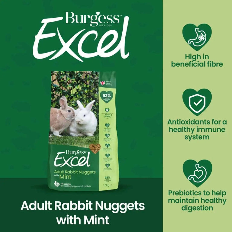 Burgess Excel Adult Rabbit Nuggets Mint 1.5Kg