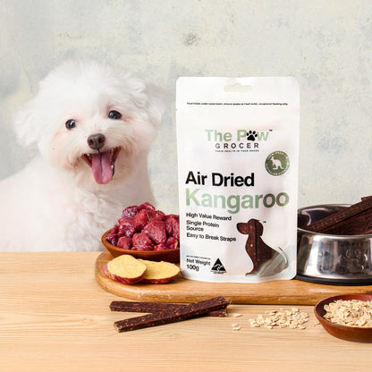 The Paw Grocer Air Dried Kangaroo Straps 100G